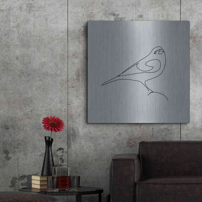 Luxe Metal Art 'Line Bird 1' by Line and Brush, Metal Wall Art,36x36