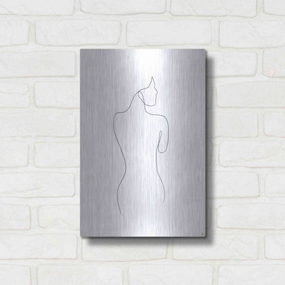 Luxe Metal Art 'Line Female Back 1' by Line and Brush, Metal Wall Art,12x16