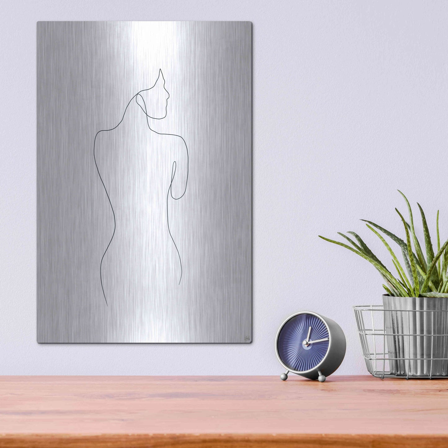 Luxe Metal Art 'Line Female Back 1' by Line and Brush, Metal Wall Art,12x16