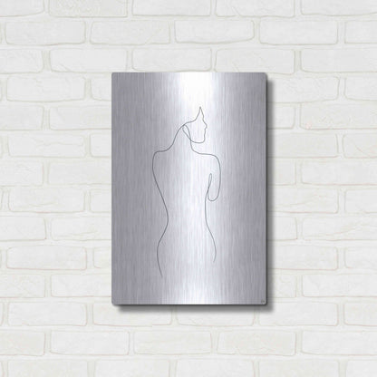 Luxe Metal Art 'Line Female Back 1' by Line and Brush, Metal Wall Art,16x24