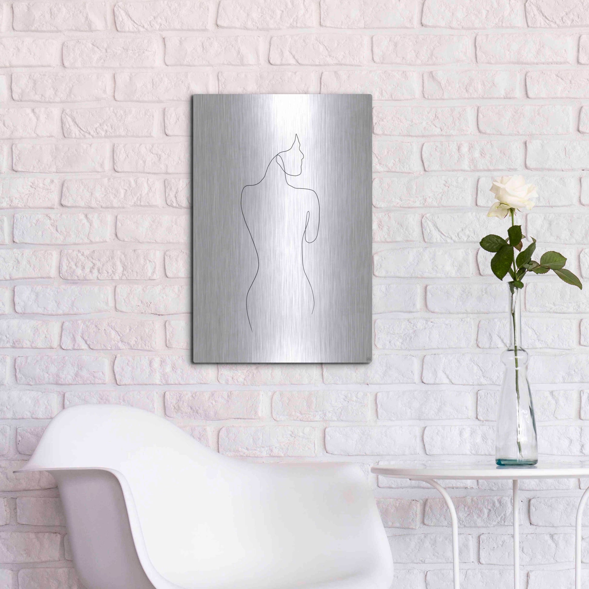 Luxe Metal Art 'Line Female Back 1' by Line and Brush, Metal Wall Art,16x24