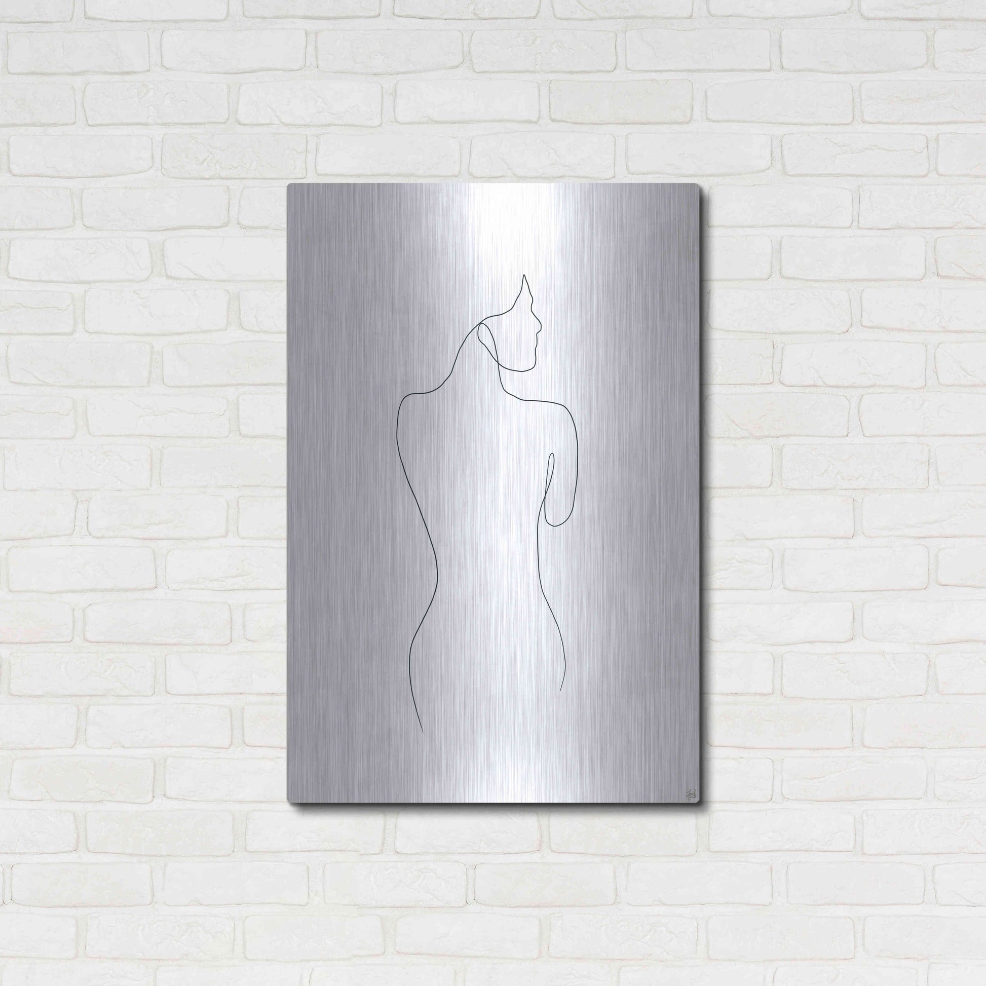 Luxe Metal Art 'Line Female Back 1' by Line and Brush, Metal Wall Art,24x36