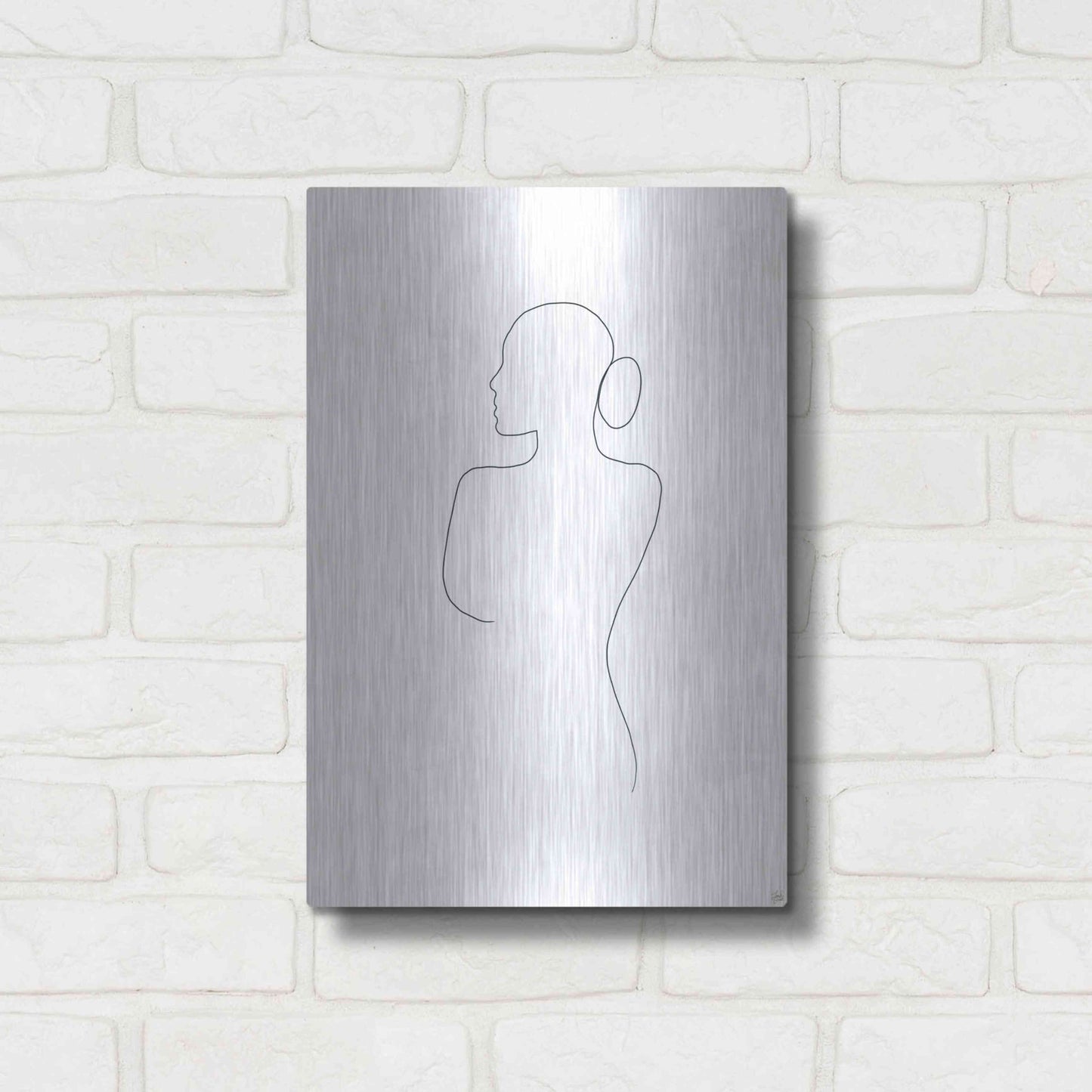 Luxe Metal Art 'Line Female Back 2' by Line and Brush, Metal Wall Art,12x16