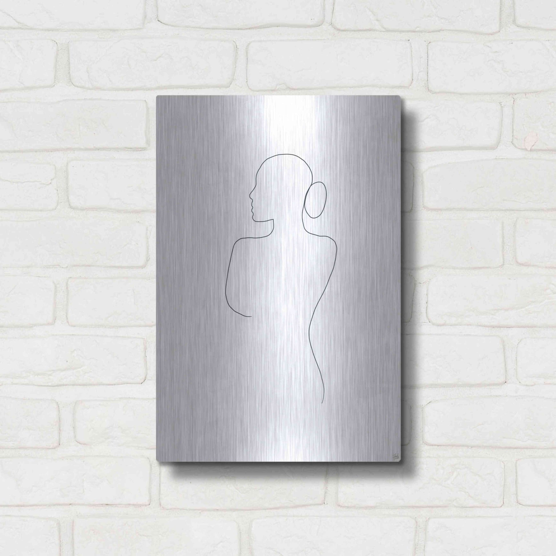 Luxe Metal Art 'Line Female Back 2' by Line and Brush, Metal Wall Art,12x16