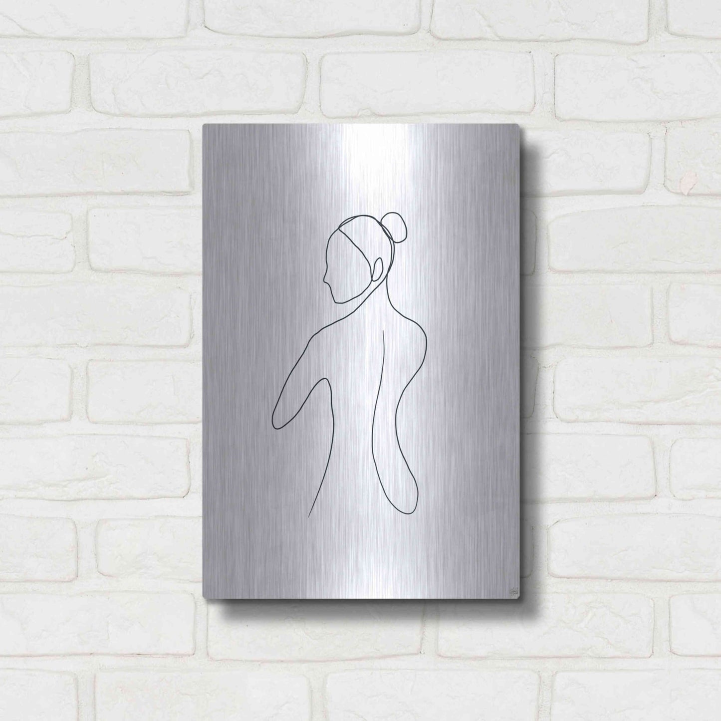 Luxe Metal Art 'Line Female Back 3' by Line and Brush, Metal Wall Art,12x16
