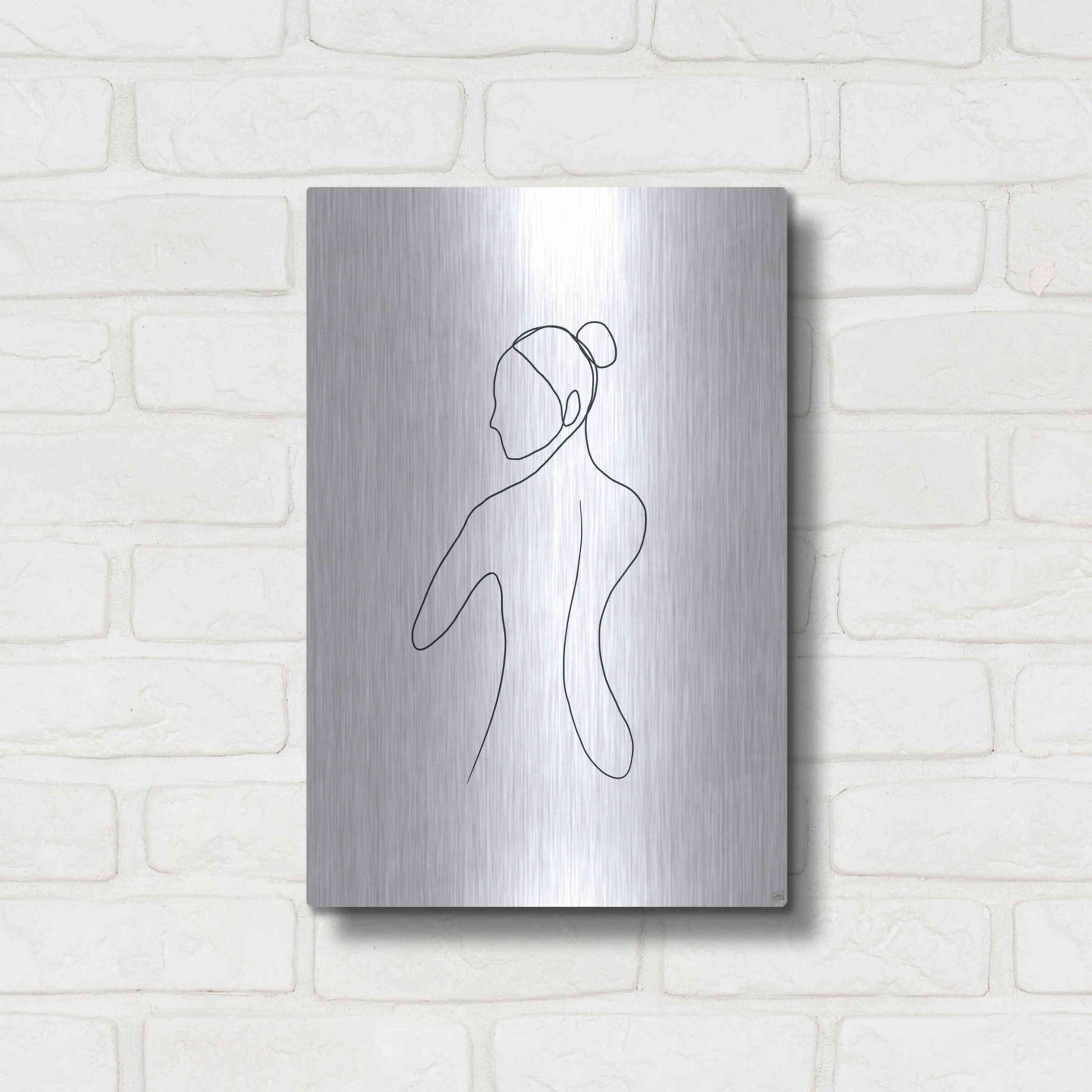 Luxe Metal Art 'Line Female Back 3' by Line and Brush, Metal Wall Art,12x16