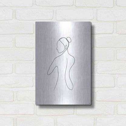 Luxe Metal Art 'Line Female Back 3' by Line and Brush, Metal Wall Art,12x16