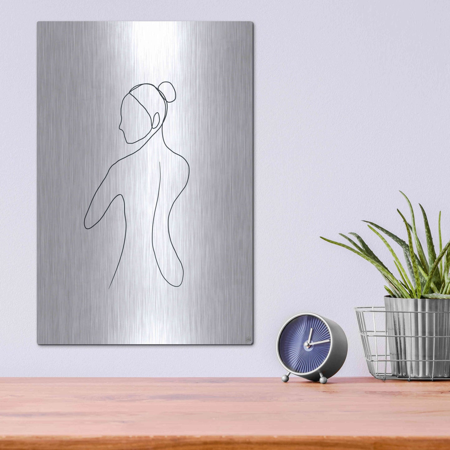 Luxe Metal Art 'Line Female Back 3' by Line and Brush, Metal Wall Art,12x16