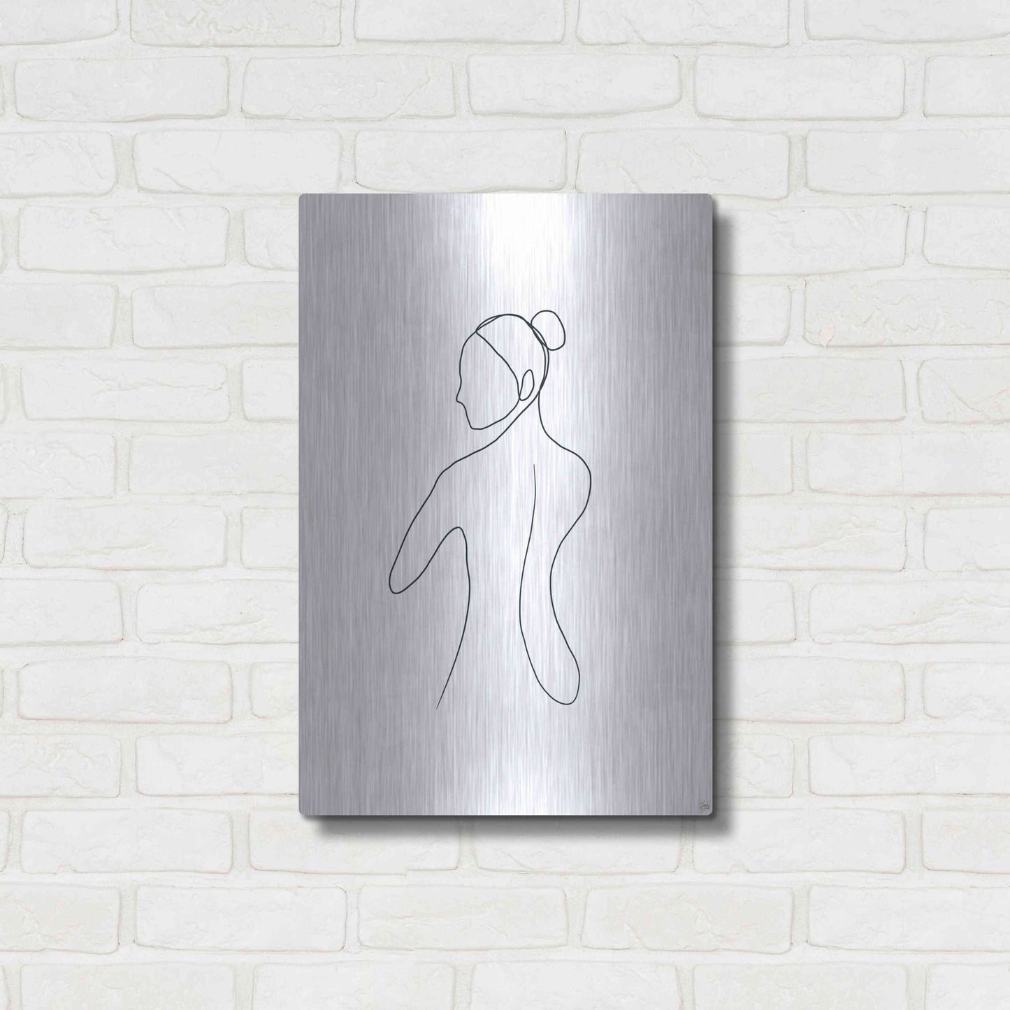 Luxe Metal Art 'Line Female Back 3' by Line and Brush, Metal Wall Art,16x24