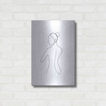Luxe Metal Art 'Line Female Back 3' by Line and Brush, Metal Wall Art,16x24