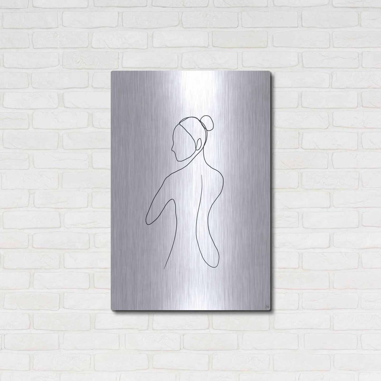 Luxe Metal Art 'Line Female Back 3' by Line and Brush, Metal Wall Art,24x36