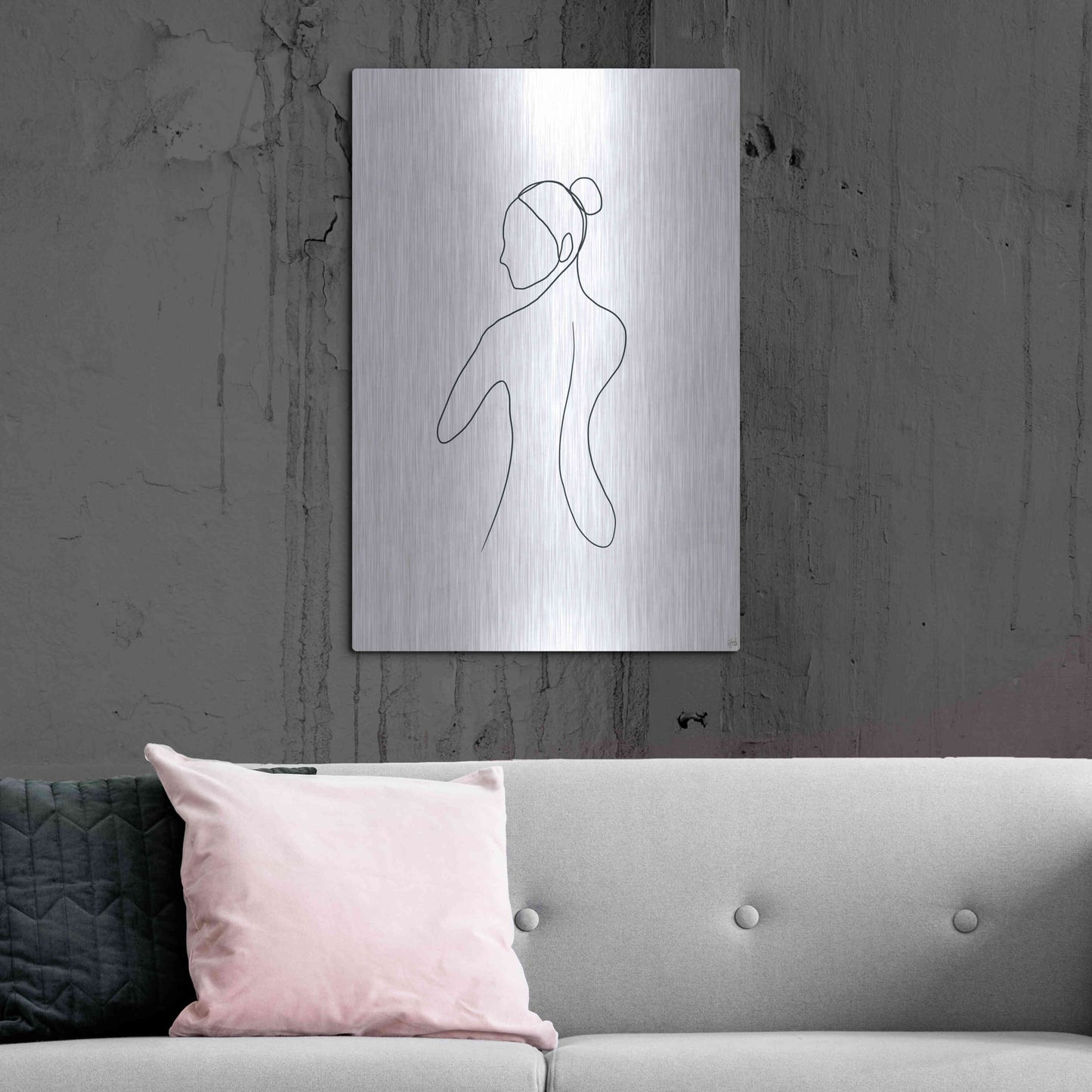 Luxe Metal Art 'Line Female Back 3' by Line and Brush, Metal Wall Art,24x36