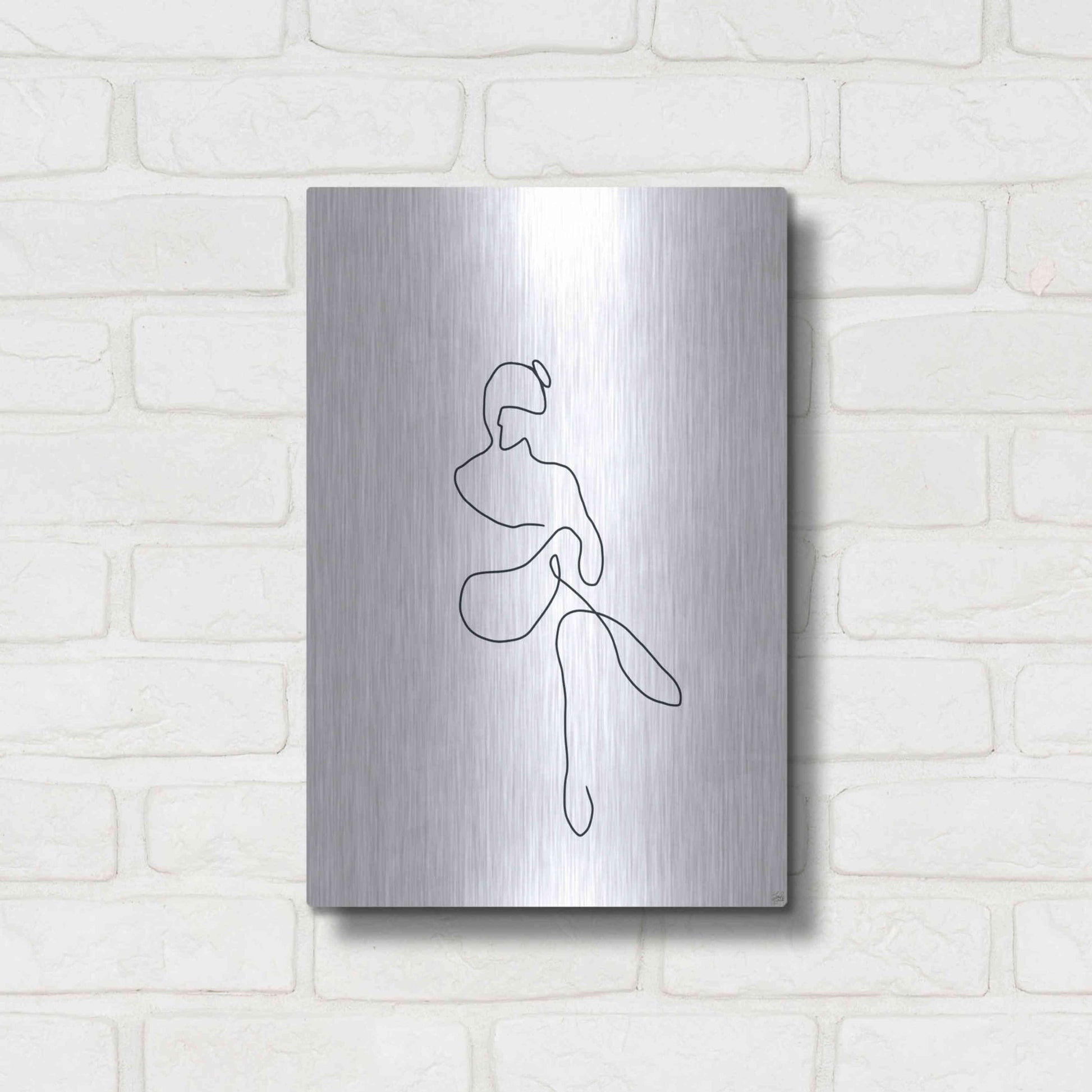 Luxe Metal Art 'Line Female Work 2' by Line and Brush, Metal Wall Art,12x16
