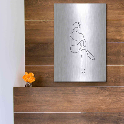 Luxe Metal Art 'Line Female Work 2' by Line and Brush, Metal Wall Art,12x16