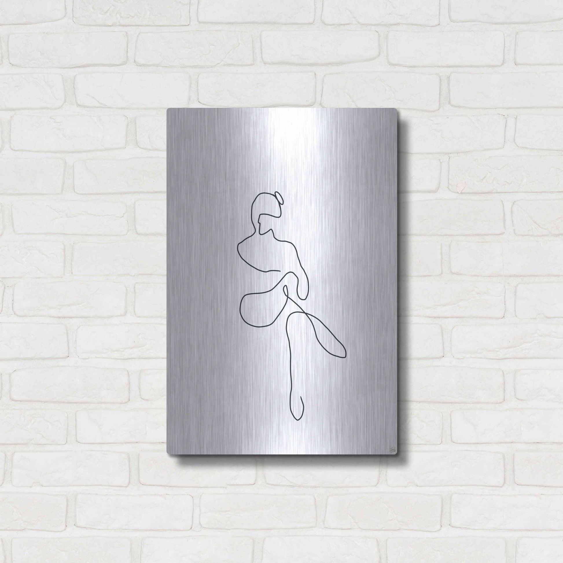 Luxe Metal Art 'Line Female Work 2' by Line and Brush, Metal Wall Art,16x24