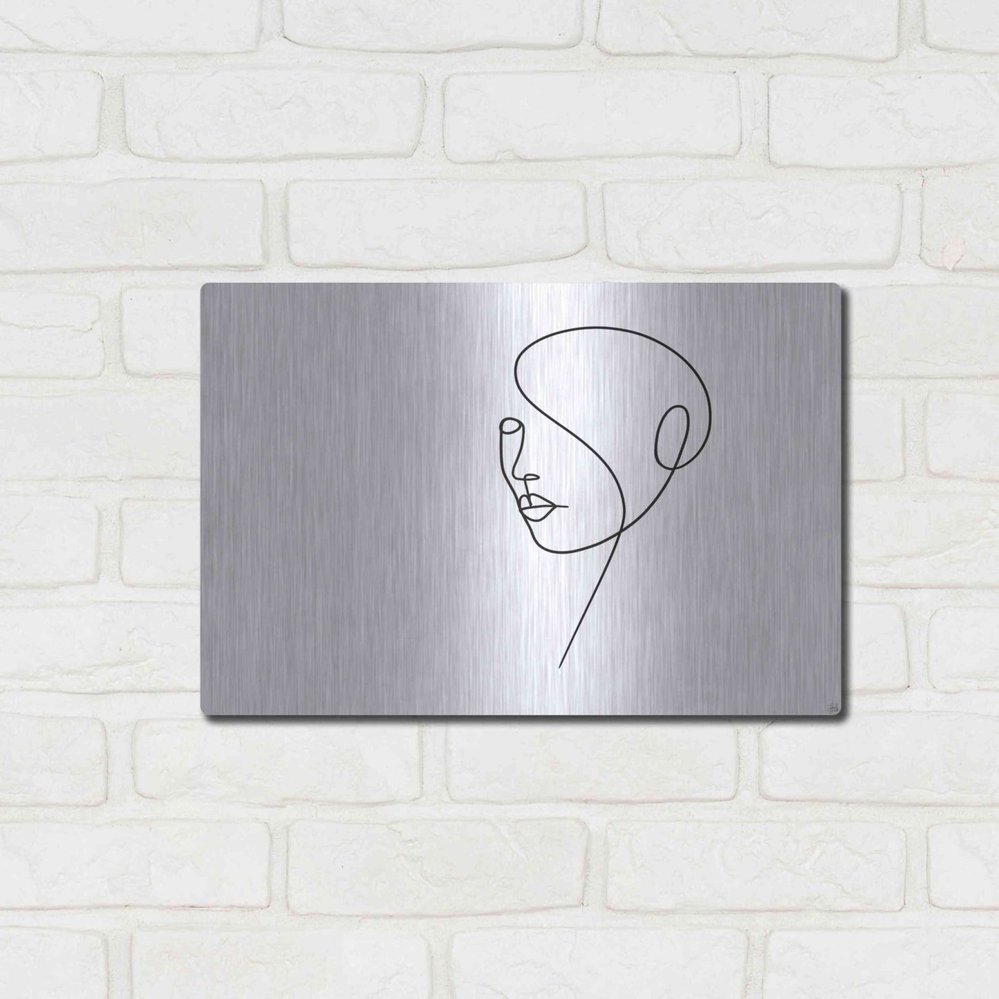 Luxe Metal Art 'Line Lady 4' by Line and Brush, Metal Wall Art,16x12