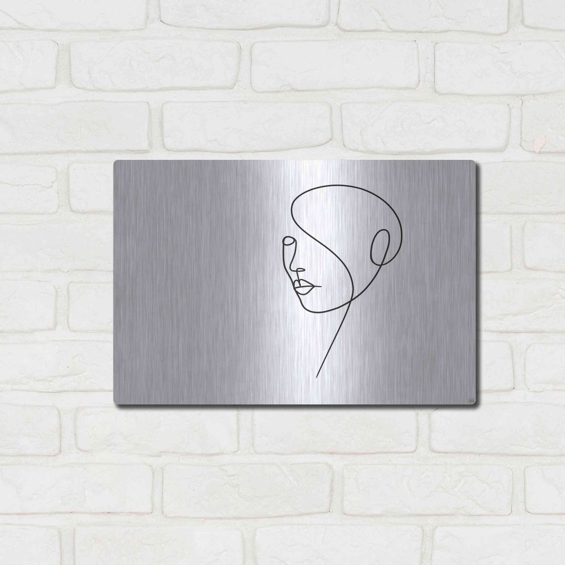 Luxe Metal Art 'Line Lady 4' by Line and Brush, Metal Wall Art,16x12