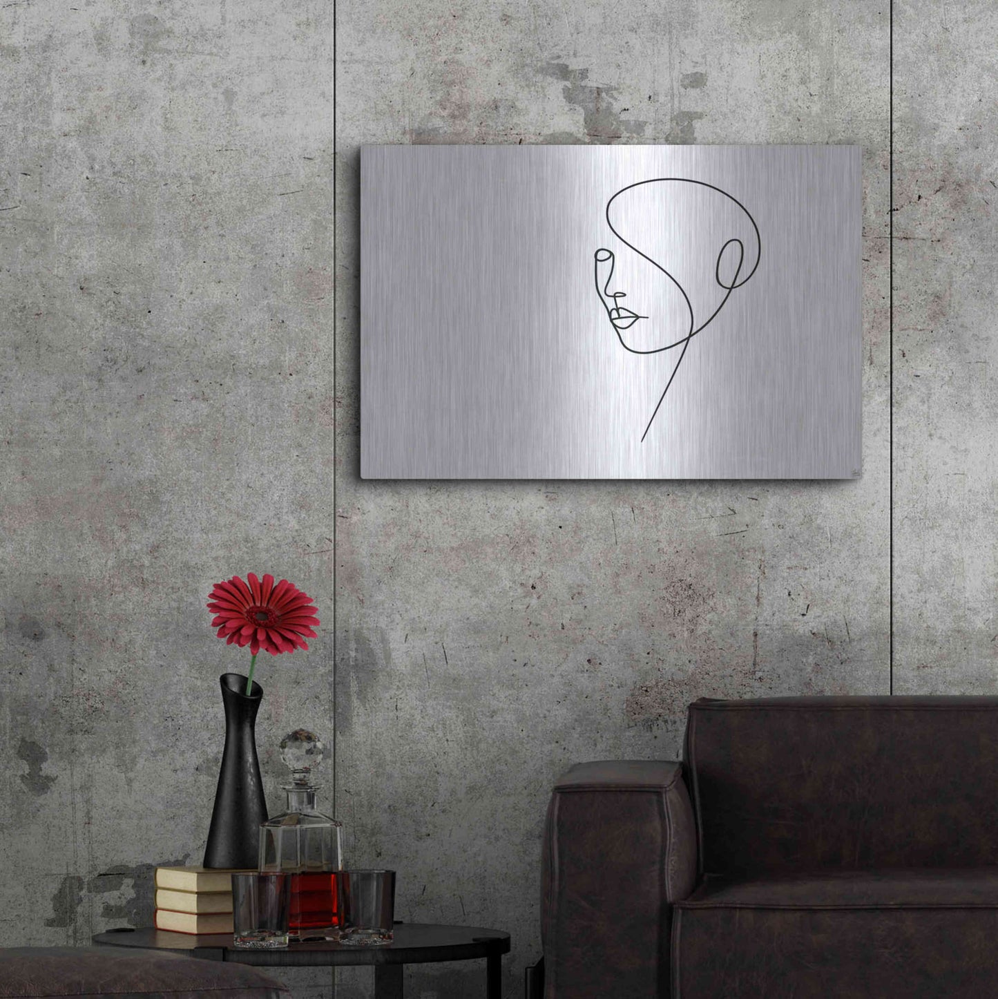 Luxe Metal Art 'Line Lady 4' by Line and Brush, Metal Wall Art,36x24