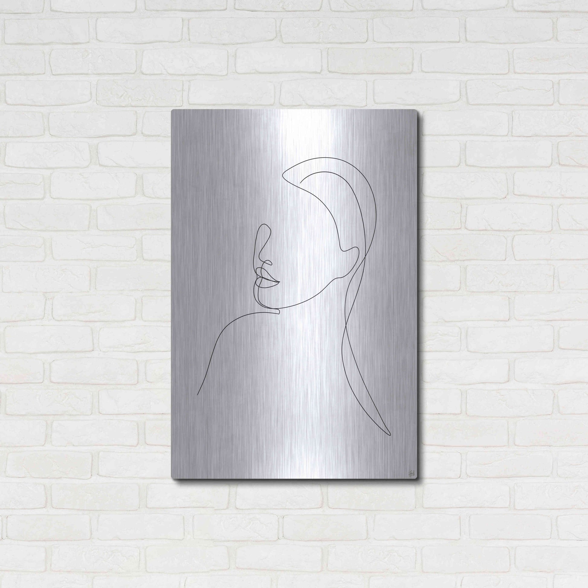 Luxe Metal Art 'Line Lady Portrait 1' by Line and Brush, Metal Wall Art,24x36