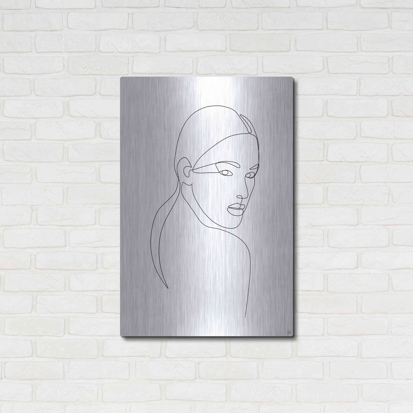 Luxe Metal Art 'Line Lady Portrait 2' by Line and Brush, Metal Wall Art,24x36