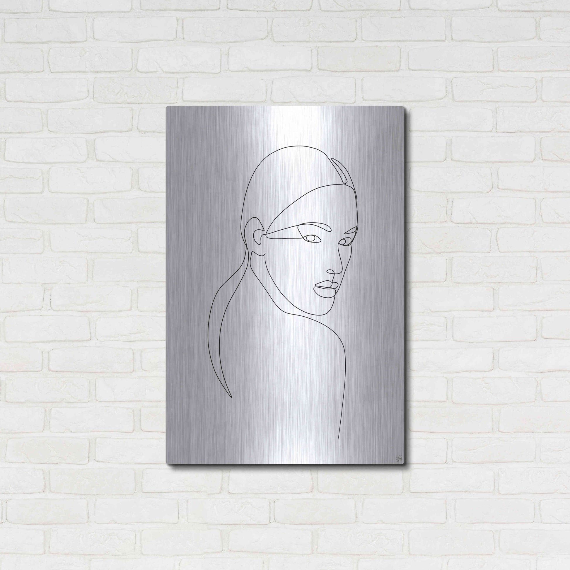 Luxe Metal Art 'Line Lady Portrait 2' by Line and Brush, Metal Wall Art,24x36