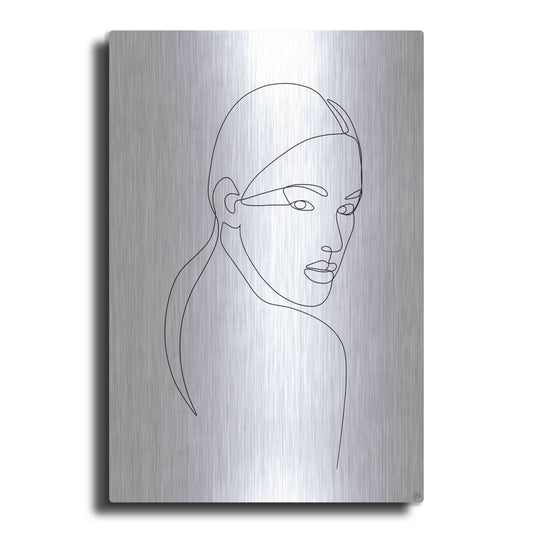 Luxe Metal Art 'Line Lady Portrait 2' by Line and Brush, Metal Wall Art