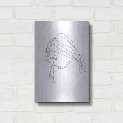 Luxe Metal Art 'Line Lady Portrait 4' by Line and Brush, Metal Wall Art,12x16