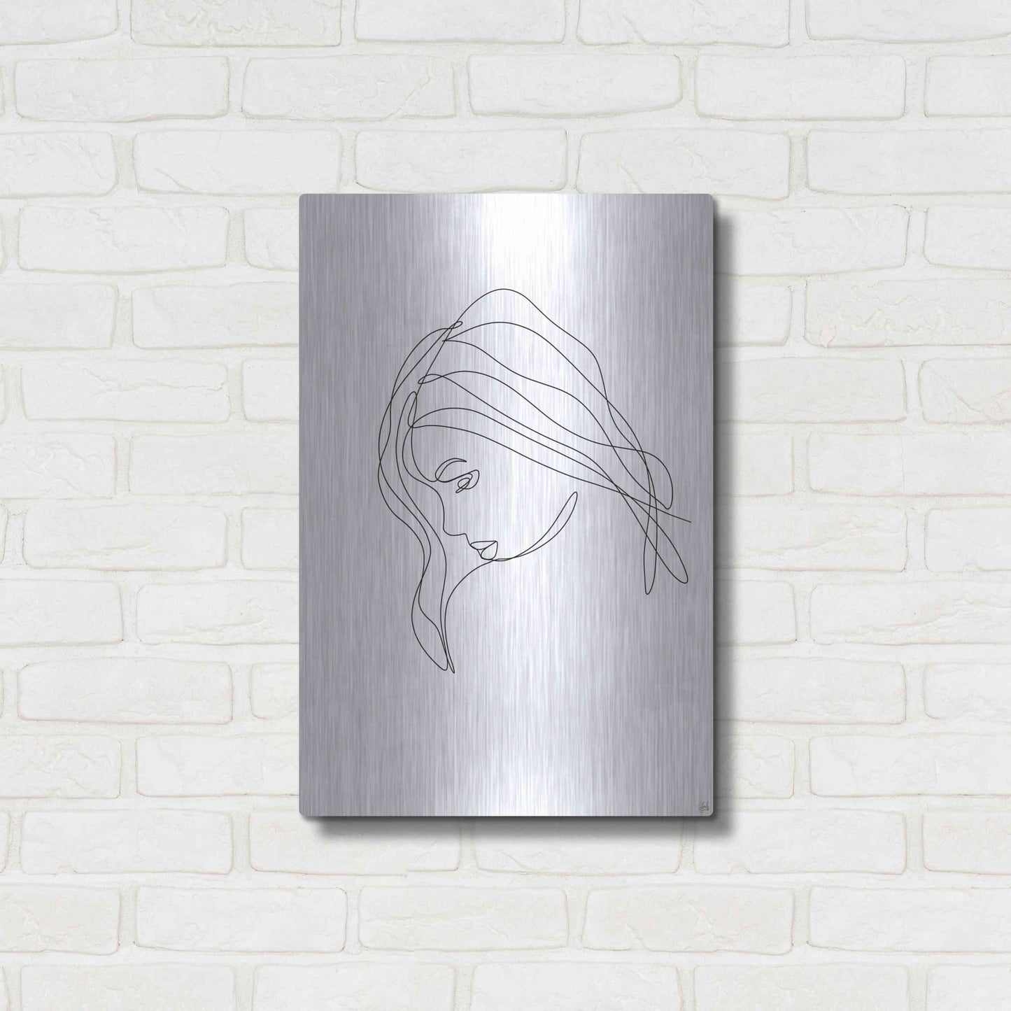 Luxe Metal Art 'Line Lady Portrait 4' by Line and Brush, Metal Wall Art,16x24