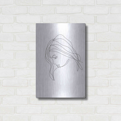 Luxe Metal Art 'Line Lady Portrait 4' by Line and Brush, Metal Wall Art,16x24