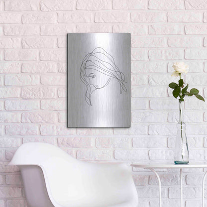 Luxe Metal Art 'Line Lady Portrait 4' by Line and Brush, Metal Wall Art,16x24