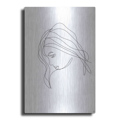 Luxe Metal Art 'Line Lady Portrait 4' by Line and Brush, Metal Wall Art