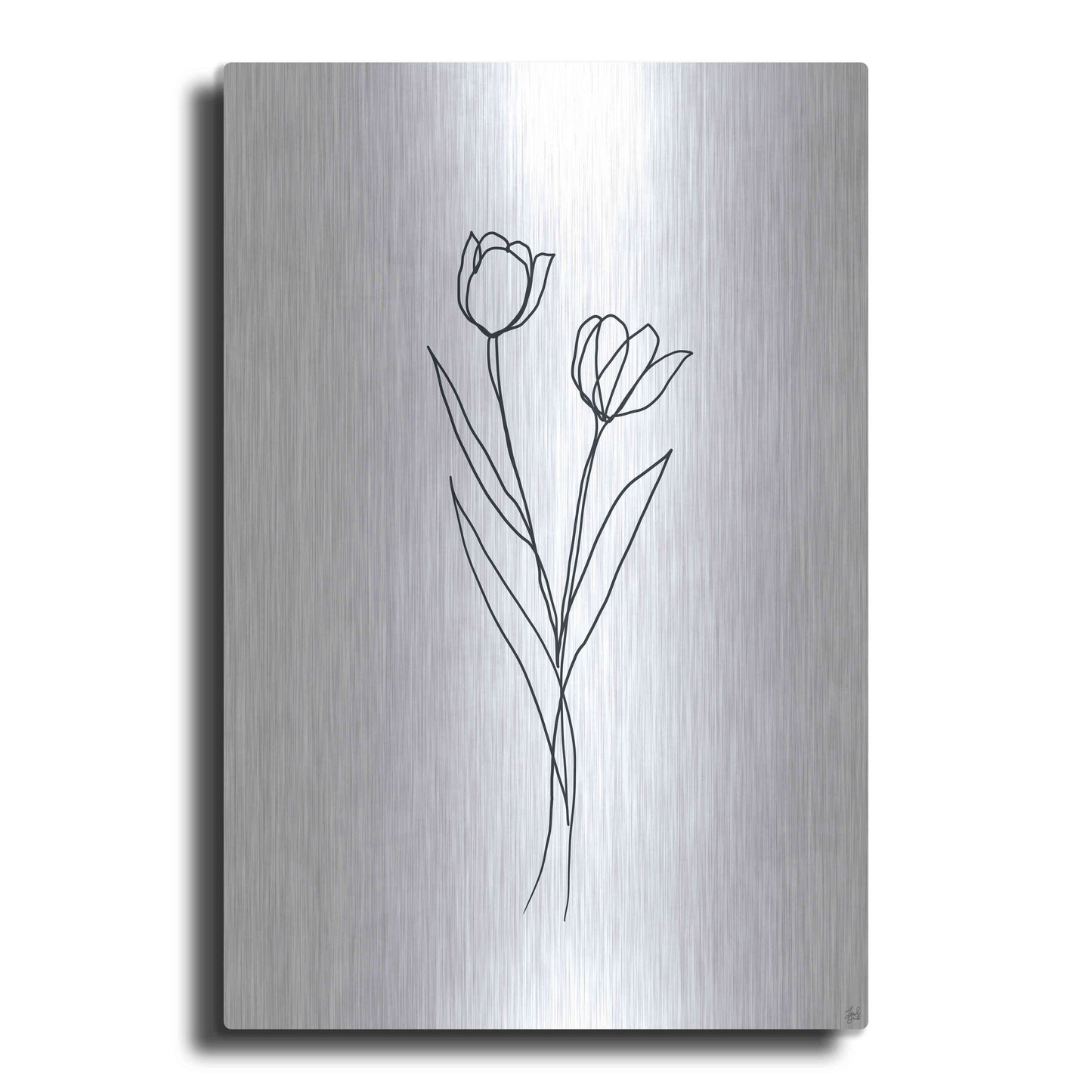 Luxe Metal Art 'Line Tulips 1' by Line and Brush, Metal Wall Art
