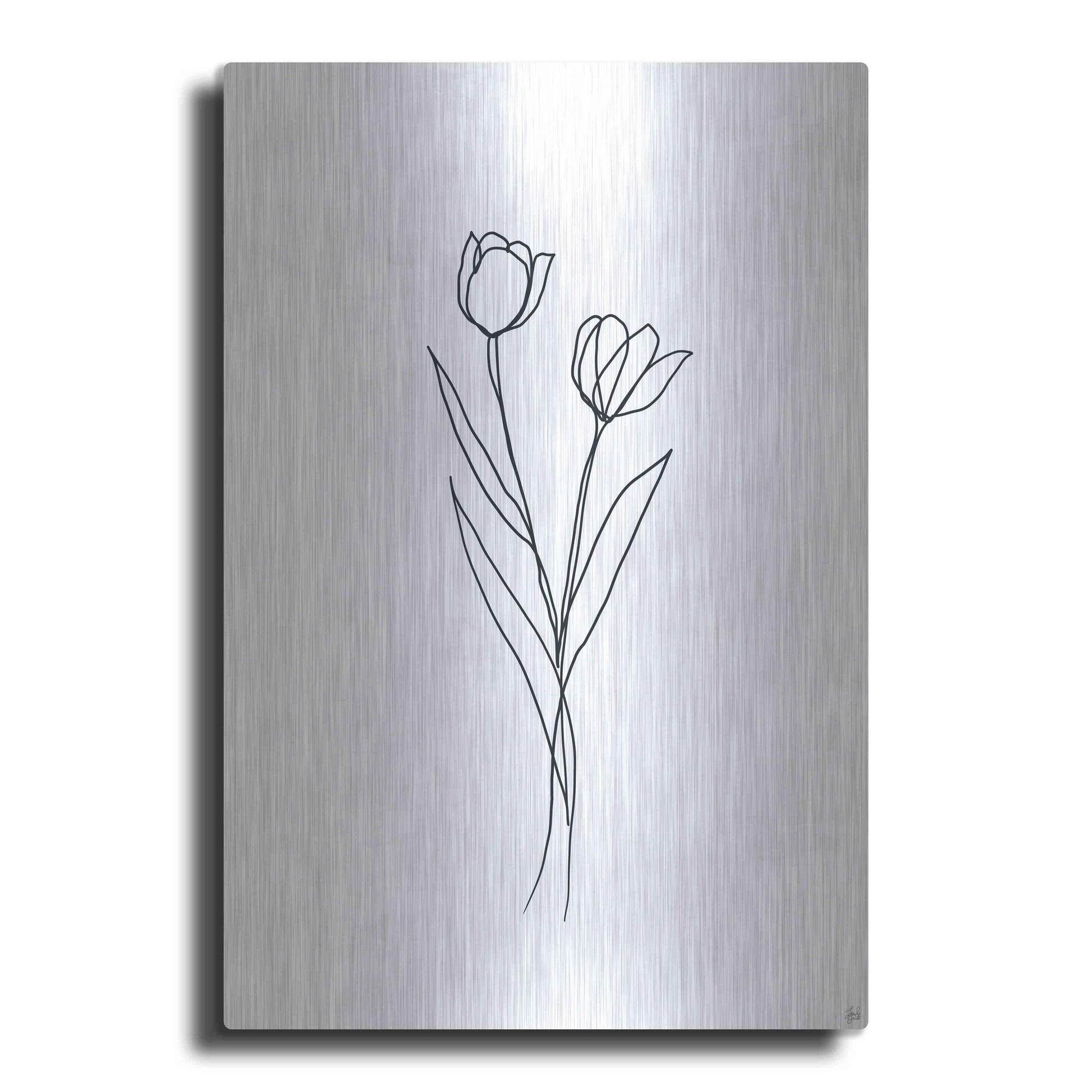 Luxe Metal Art 'Line Tulips 1' by Line and Brush, Metal Wall Art