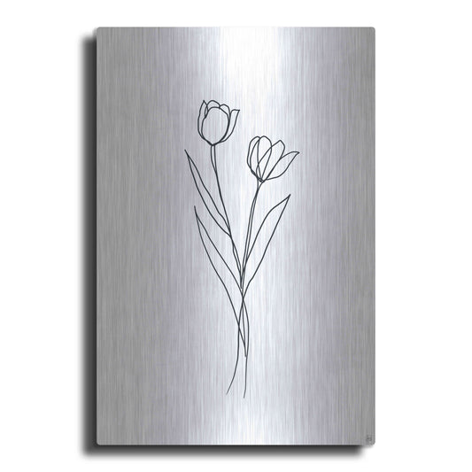 Luxe Metal Art 'Line Tulips 1' by Line and Brush, Metal Wall Art