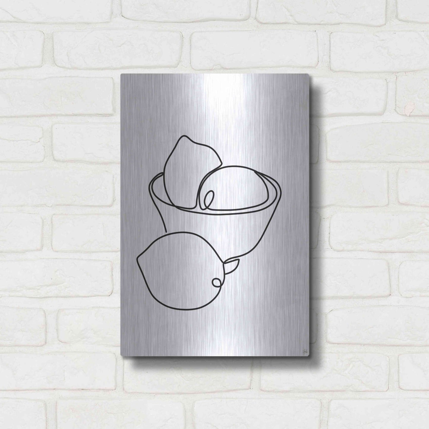 Luxe Metal Art 'Still Life Lemons' by Line and Brush, Metal Wall Art,12x16