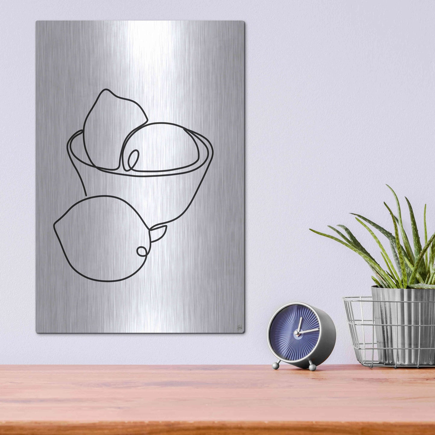 Luxe Metal Art 'Still Life Lemons' by Line and Brush, Metal Wall Art,12x16