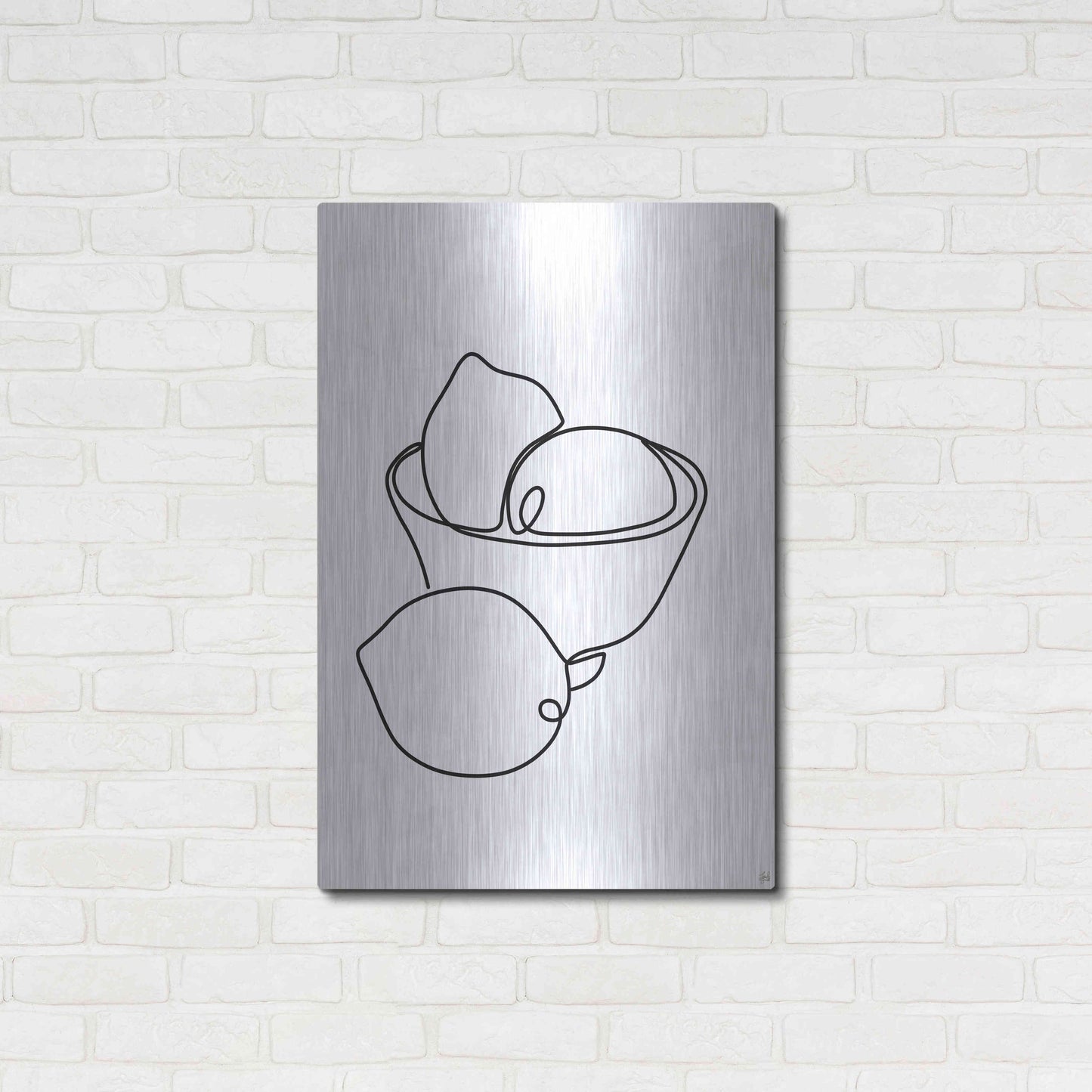 Luxe Metal Art 'Still Life Lemons' by Line and Brush, Metal Wall Art,24x36