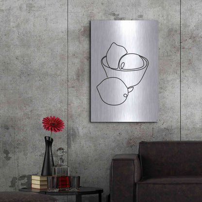 Luxe Metal Art 'Still Life Lemons' by Line and Brush, Metal Wall Art,24x36