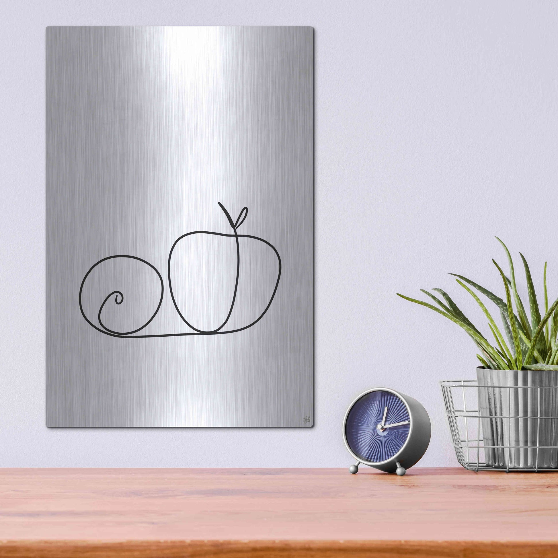 Luxe Metal Art 'Still Life Lime and Peach' by Line and Brush, Metal Wall Art,12x16