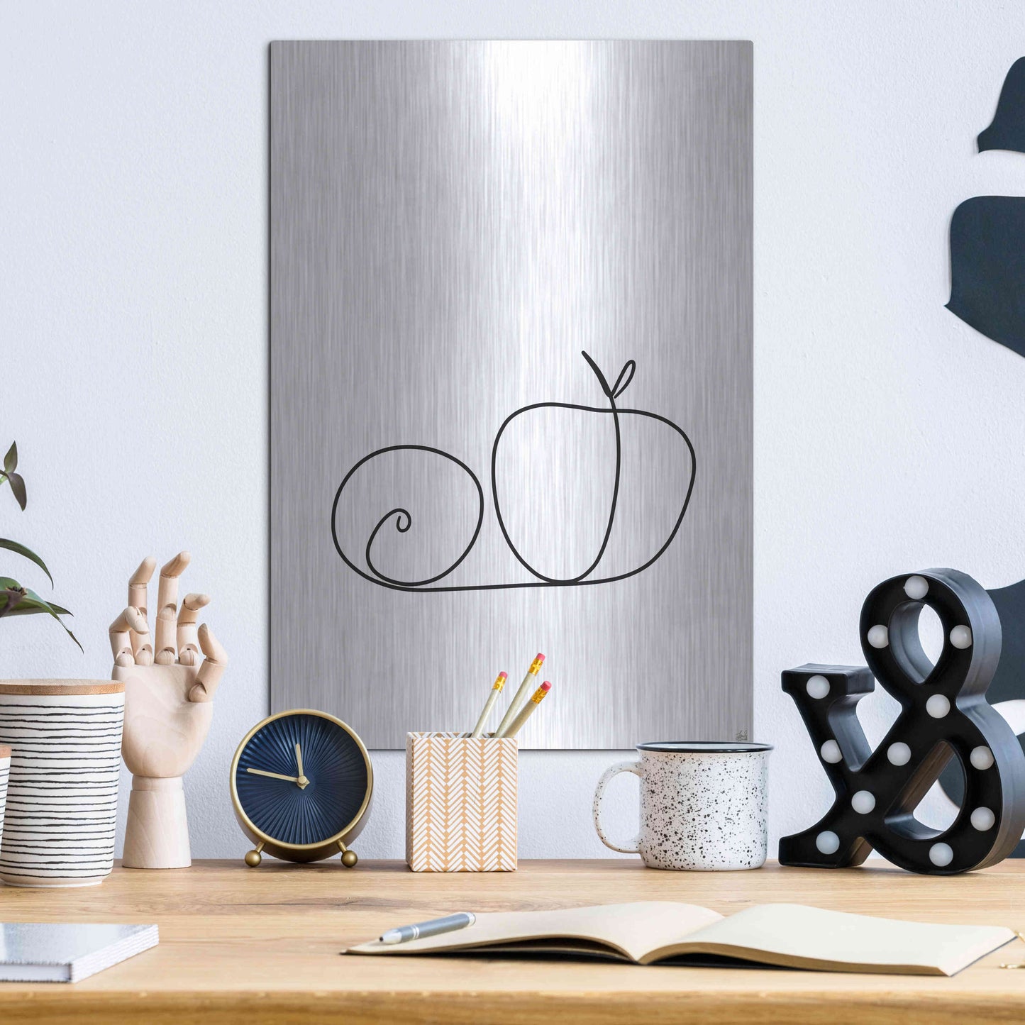 Luxe Metal Art 'Still Life Lime and Peach' by Line and Brush, Metal Wall Art,12x16