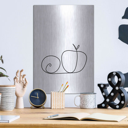 Luxe Metal Art 'Still Life Lime and Peach' by Line and Brush, Metal Wall Art,12x16