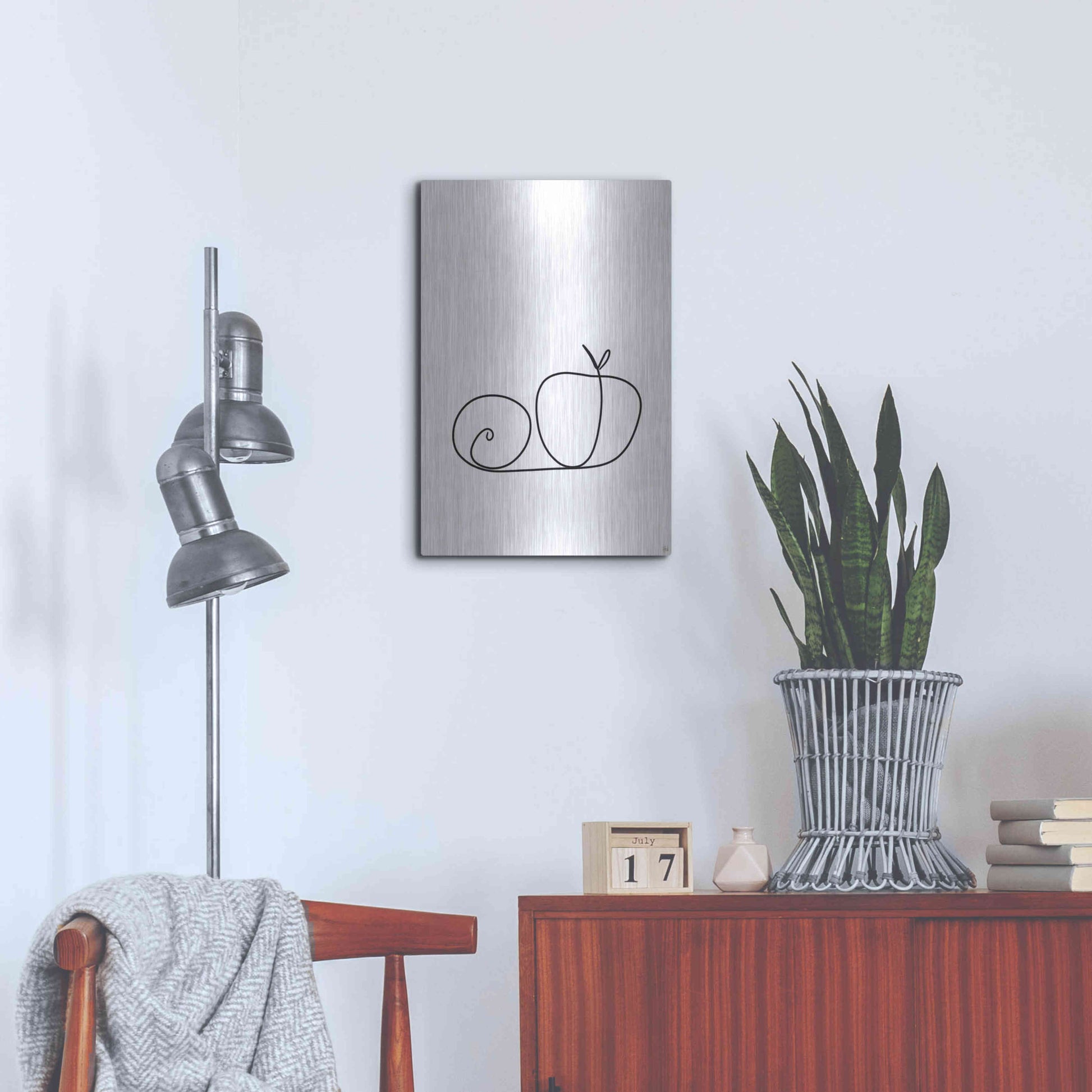 Luxe Metal Art 'Still Life Lime and Peach' by Line and Brush, Metal Wall Art,16x24