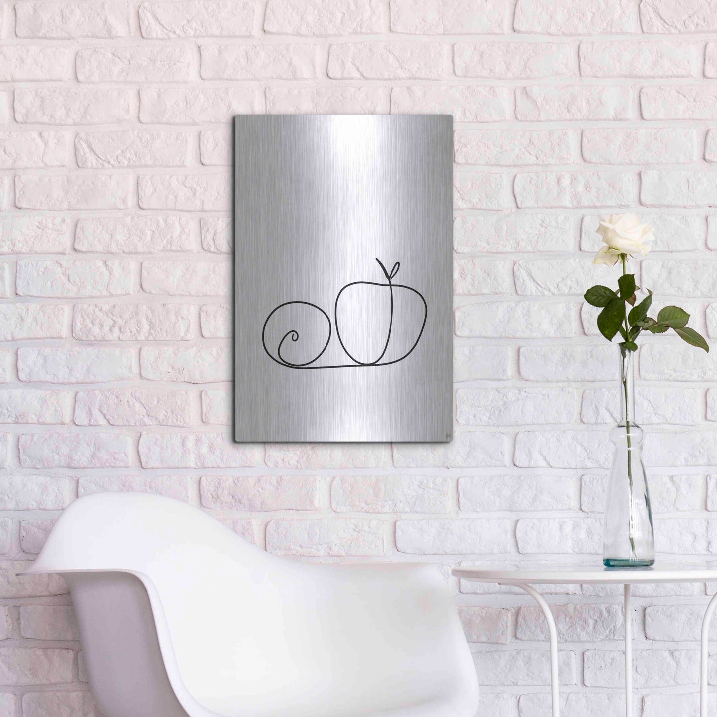 Luxe Metal Art 'Still Life Lime and Peach' by Line and Brush, Metal Wall Art,16x24