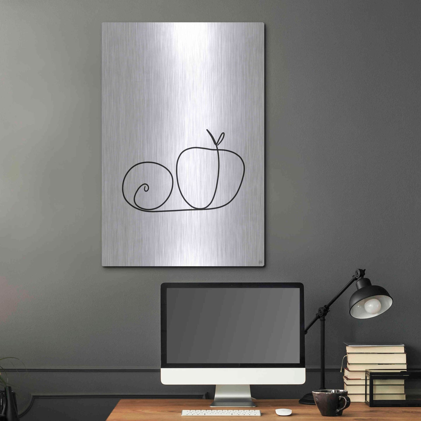Luxe Metal Art 'Still Life Lime and Peach' by Line and Brush, Metal Wall Art,24x36