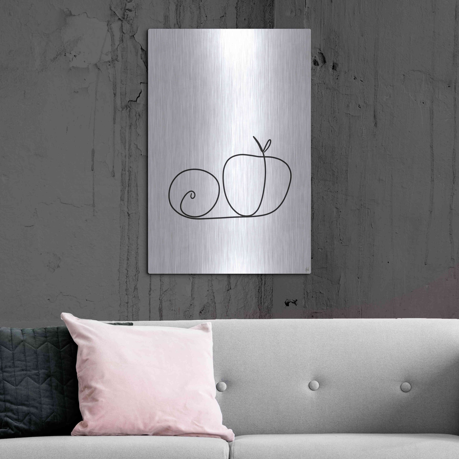 Luxe Metal Art 'Still Life Lime and Peach' by Line and Brush, Metal Wall Art,24x36