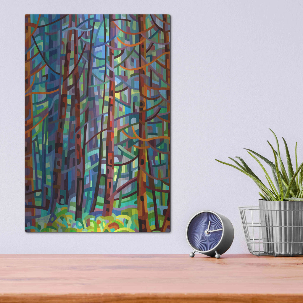 Luxe Metal Art 'In A Pine Forest' by Mandy Budan, Metal Wall Art,12x16
