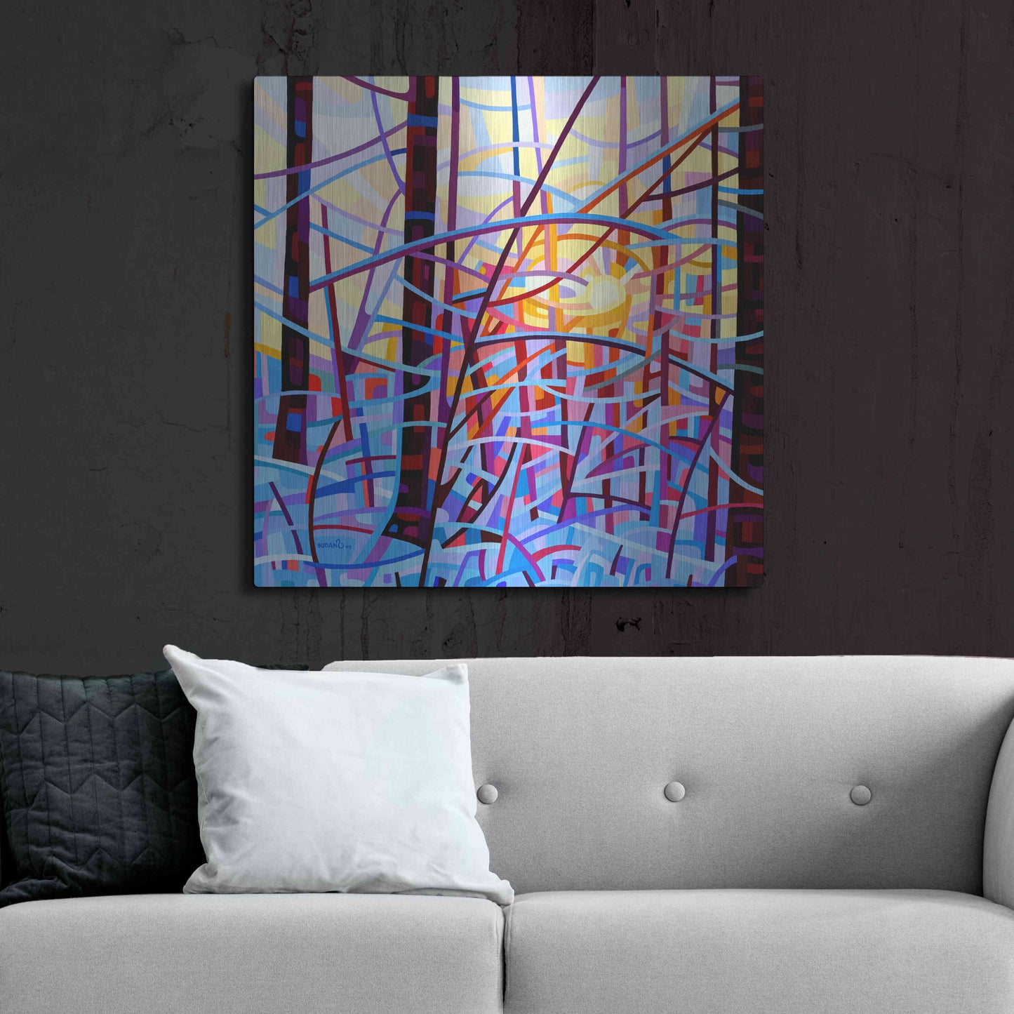 Luxe Metal Art 'Sunrise' by Mandy Budan, Metal Wall Art,36x36