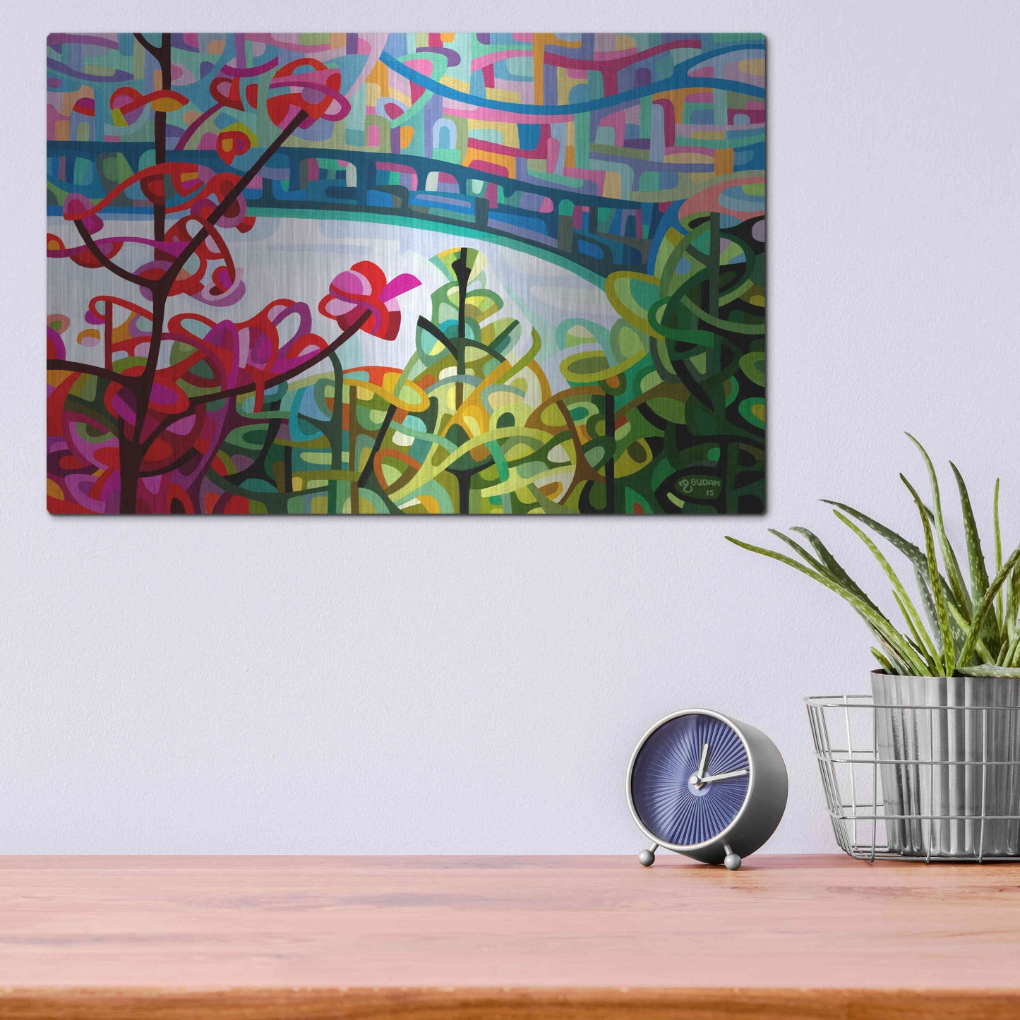 Luxe Metal Art 'Salmon Ridge' by Mandy Budan, Metal Wall Art,16x12