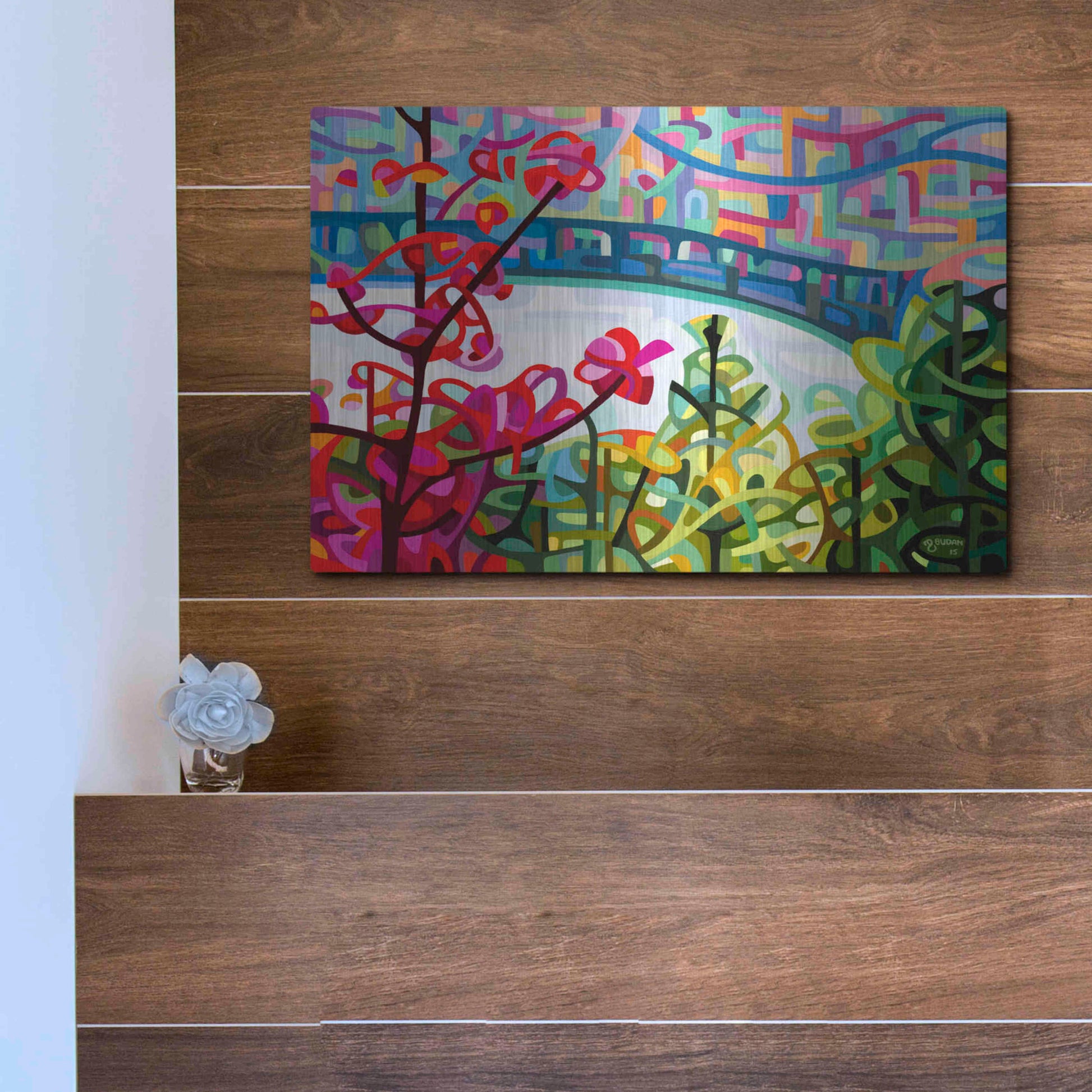 Luxe Metal Art 'Salmon Ridge' by Mandy Budan, Metal Wall Art,16x12