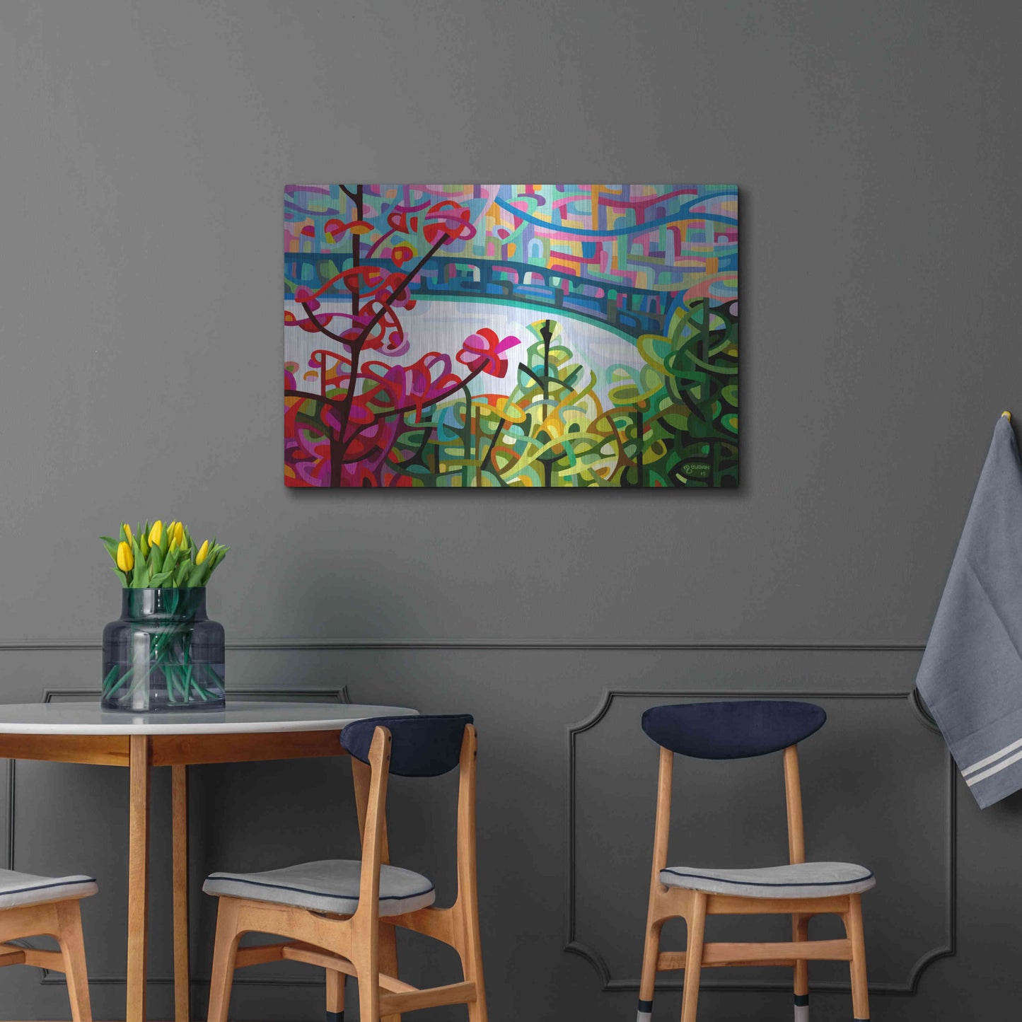 Luxe Metal Art 'Salmon Ridge' by Mandy Budan, Metal Wall Art,36x24